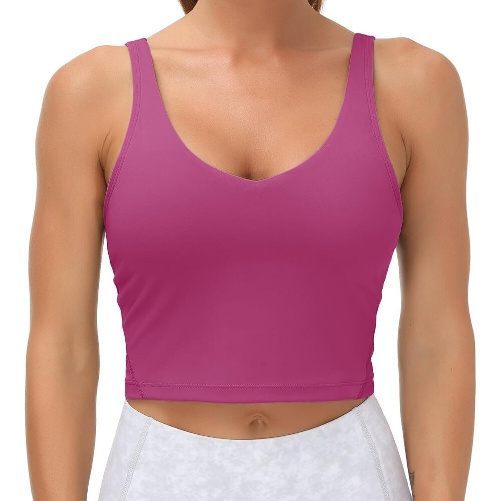 Women's Longline Sports Bra Wirefree Padded Medium Support Activewear - Picture 1 of 8